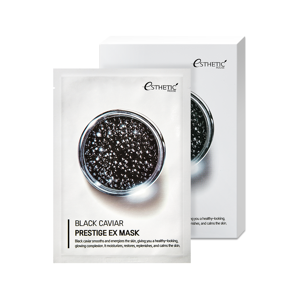 [ESTHETIC HOUSE] НАБОР Тканевая маска для лица ЧЕРНАЯ ИКРА Black Caviar Prestige EX Mask, 25 мл* 5шт