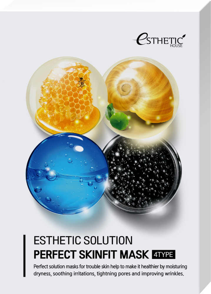 [ESTHETIC HOUSE] НАБОР Тканевая маска для лица 4 ВИДА Esthetic Solution Perfect Skinfit Mask 4 Type, 25 мл * 4 шт